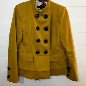 Steve Madden Yellow Double-Breasted Pea Coat Medium Classic Buttons